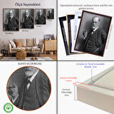 Kahverengi Çerçeveli Sigmund Freud Elinde Puro ile Siyah Beyaz Fotoğrafı Kanvas Tablo