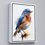 Kahverengi Çerçeveli Soyut Mavi Kuş Tablosu