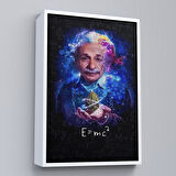 Beyaz Çerçeveli Albert Einstein E=mc2 Kanvas Tablo, Matematik Öğretmeninin Hediyesi