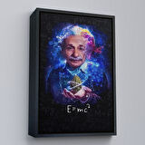 Siyah Çerçeveli Albert Einstein E=mc2 Kanvas Tablo, Matematik Öğretmeninin Hediyesi