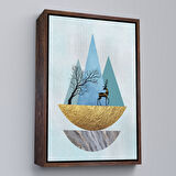 Beyaz Çerçeveli Modern Soyut Geyik Tablosu