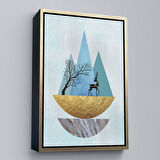 Beyaz Çerçeveli Modern Soyut Geyik Tablosu