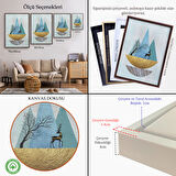 Beyaz Çerçeveli Modern Soyut Geyik Tablosu