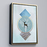 Siyah Çerçeveli Modern Soyut Geyik Tablosu