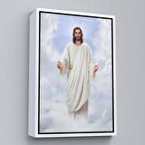 Beyaz Çerçeveli Rab İsa Bulutlarda Göründü, Kilise Hediyesi Hristiyan Kanvas Tablo