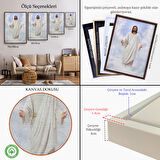 Kahverengi Çerçeveli Rab İsa Bulutlarda Göründü, Kilise Hediyesi Hristiyan Kanvas Tablo