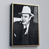 Siyah Çerçeveli Ünlü Sabıka Fotoğrafı Posteri, Ünlü Mafya Patronu, Al Capone Kanvas Tablo