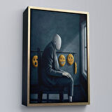 Siyah Çerçeveli Gerçeküstü Psikolojik Trans Kanvas Tablo