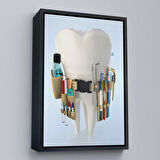 Altın Çerçeveli Diş Kliniği, Ağız Bakım Ofisi Dekorasyonu, Diş Hekimi Kanvas Tablo