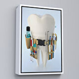 Altın Çerçeveli Diş Kliniği, Ağız Bakım Ofisi Dekorasyonu, Diş Hekimi Kanvas Tablo