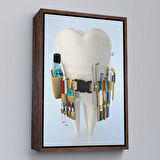 Altın Çerçeveli Diş Kliniği, Ağız Bakım Ofisi Dekorasyonu, Diş Hekimi Kanvas Tablo