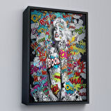 Siyah Çerçeveli Graffiti Marilyn Monroe, Renkli Marilyn Monroe Kanvas Tablo