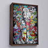 Siyah Çerçeveli Graffiti Marilyn Monroe, Renkli Marilyn Monroe Kanvas Tablo