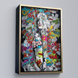 Siyah Çerçeveli Graffiti Marilyn Monroe, Renkli Marilyn Monroe Kanvas Tablo