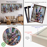 Beyaz Çerçeveli Bansky El Hareketi Kanvas Tablo, Graffiti Zafer İşareti Sokak Sanatı Tablo