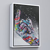 Beyaz Çerçeveli Graffiti Orta Parmak İzi Graffiti, Küfürlü El Hareketi, Hip Hop anvas Tablo