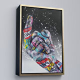 Beyaz Çerçeveli Graffiti Orta Parmak İzi Graffiti, Küfürlü El Hareketi, Hip Hop anvas Tablo