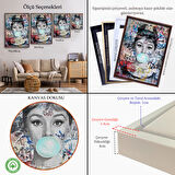 Kahverengi Çerçeveli Audrey Hepburn Banksy Style Duvar Sanatı Ciklet Posteri, Hepburn Kanvas Tablo