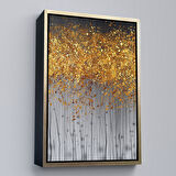 Siyah Çerçeveli Soyut Altın Tablo