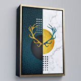 Altın Çerçeveli Modern Renkli Soyut Tablo