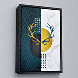 Altın Çerçeveli Modern Renkli Soyut Tablo