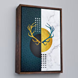 Altın Çerçeveli Modern Renkli Soyut Tablo