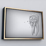 Siyah Çerçeveli Diş Kliniği Duvar Tablosu, Çürüyen Diş, Diş Hekimi Tablo