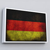 Beyaz Çerçeveli Almanya Bayrağı Rustik Kanvas Tablo, Ev ve Ofis Dekoru Tablo