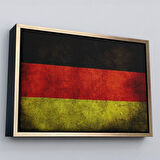 Beyaz Çerçeveli Almanya Bayrağı Rustik Kanvas Tablo, Ev ve Ofis Dekoru Tablo