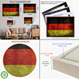 Beyaz Çerçeveli Almanya Bayrağı Rustik Kanvas Tablo, Ev ve Ofis Dekoru Tablo