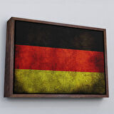 Beyaz Çerçeveli Almanya Bayrağı Rustik Kanvas Tablo, Ev ve Ofis Dekoru Tablo