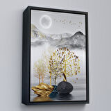 Siyah Çerçeveli Modern Renkli Soyut Tablo