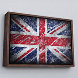 Beyaz Çerçeveli İngiltere Bayrağı Rustik Kanvas Tablo, Ev ve Ofis Dekoru
