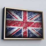 Beyaz Çerçeveli İngiltere Bayrağı Rustik Kanvas Tablo, Ev ve Ofis Dekoru
