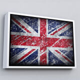 Siyah Çerçeveli İngiltere Bayrağı Rustik Kanvas Tablo, Ev ve Ofis Dekoru
