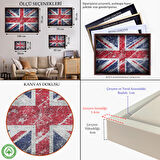 Siyah Çerçeveli İngiltere Bayrağı Rustik Kanvas Tablo, Ev ve Ofis Dekoru