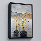 Altın Çerçeveli Modern Renkli Soyut Tablo