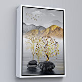 Altın Çerçeveli Modern Renkli Soyut Tablo