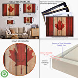 Siyah Çerçeveli Ahşap Kanada Bayrağı Rustik Kanvas Tablo, Kanada Bayrağı Vintage , Ev ve Ofis Dekoru