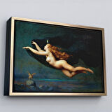 Kahverengi Çerçeveli La Nuit by Auguste Raynaud Kanvas Duvar Sanatı Tablo, Klasik Sanat