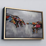 Altın Çerçeveli Tanrının Eli Tablo, Hıristiyanlara Hediye, İncil Severler, Banksy Graffiti Sanatı