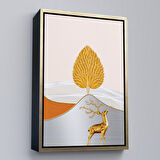 Altın Çerçeveli Modern Renkli Soyut Tablo