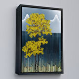 Beyaz Çerçeveli Modern Altın Soyut Tablosu