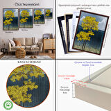 Beyaz Çerçeveli Modern Altın Soyut Tablosu