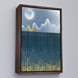 Siyah Çerçeveli Modern Altın Soyut Tablosu