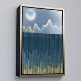 Siyah Çerçeveli Modern Altın Soyut Tablosu