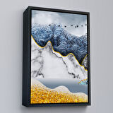 Siyah Çerçeveli Modern Altın Soyut Tablosu