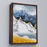 Siyah Çerçeveli Modern Altın Soyut Tablosu