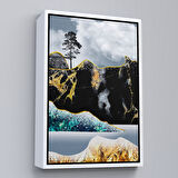 Siyah Çerçeveli Modern Altın Soyut Tablosu