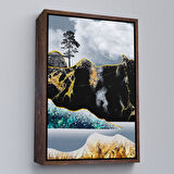 Siyah Çerçeveli Modern Altın Soyut Tablosu